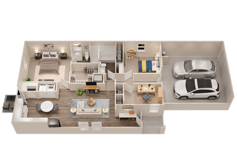 Floor plan for 3 beds, 2 baths, 1200 sqft
